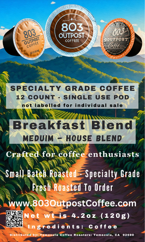 Breakfast Blend (Medium Roast) [12 Single Use Coffee Pods]