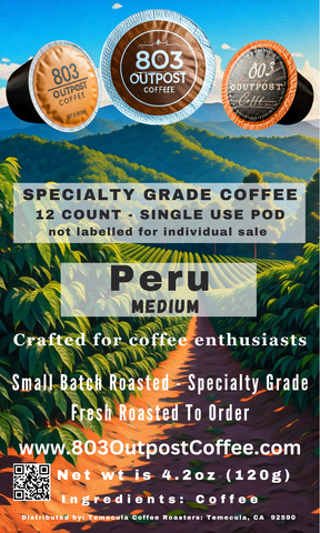 Peru - Medium Roast -12 Single Use Coffee Pods